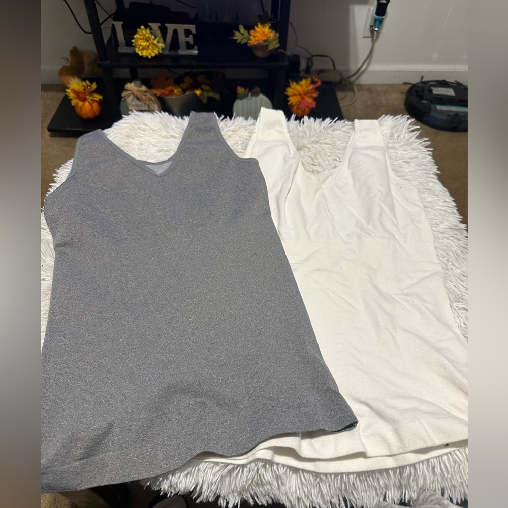 Skinnygirl Gray and White Shapewear Tank Tops